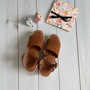 Suede Brown Wedge Sandals